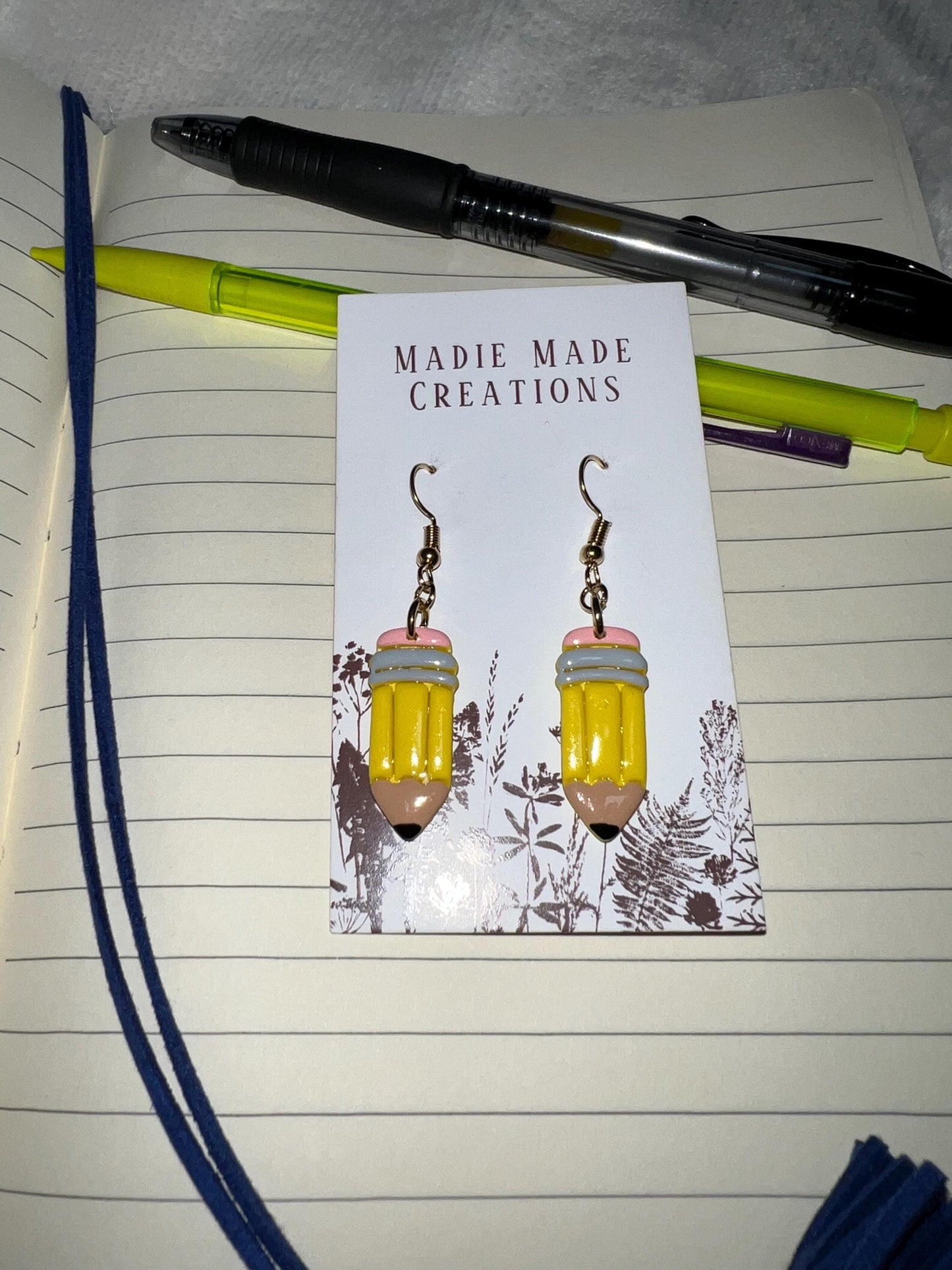 Pencil dangle earrings