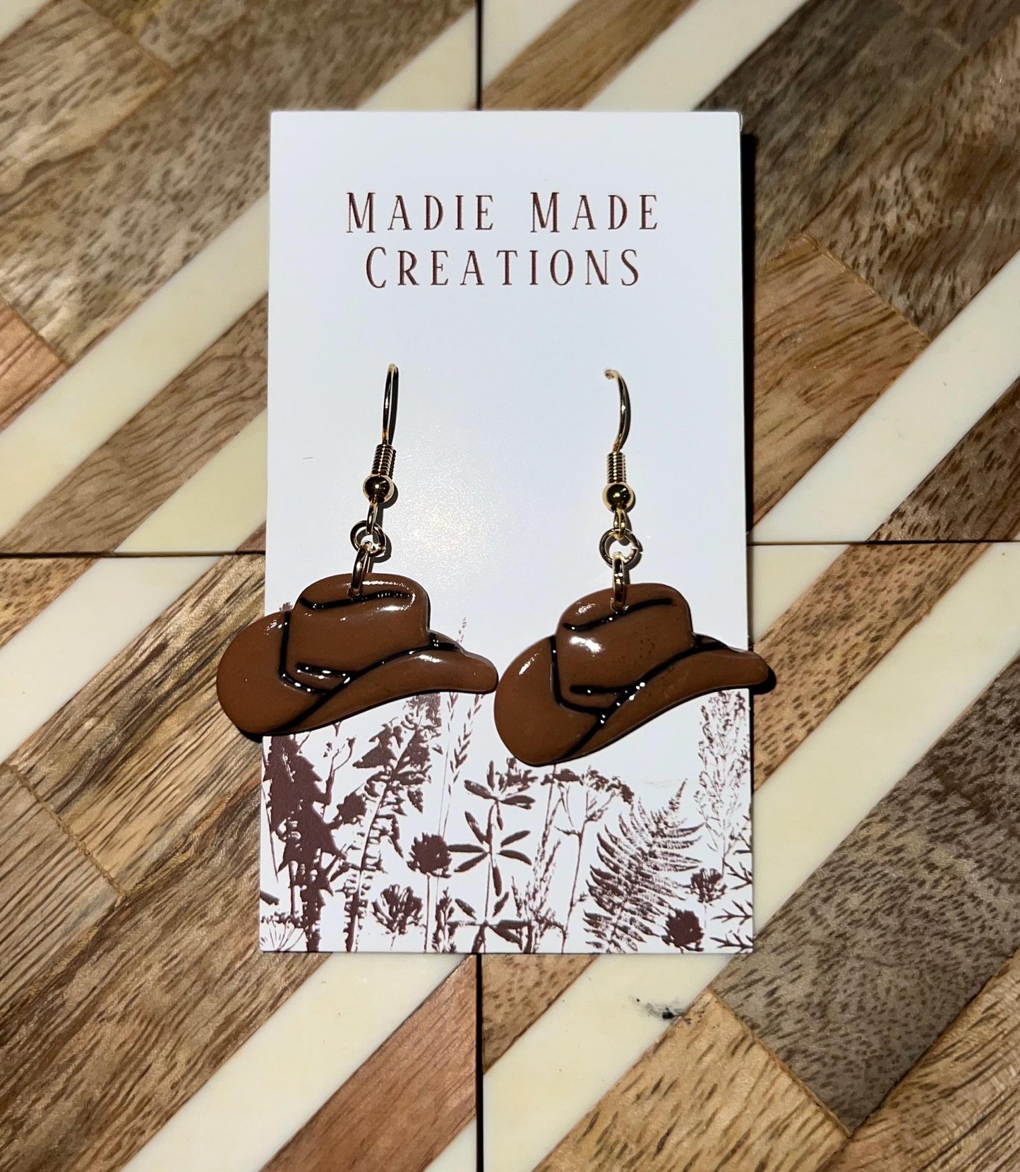Cowboy hat dangle earrings