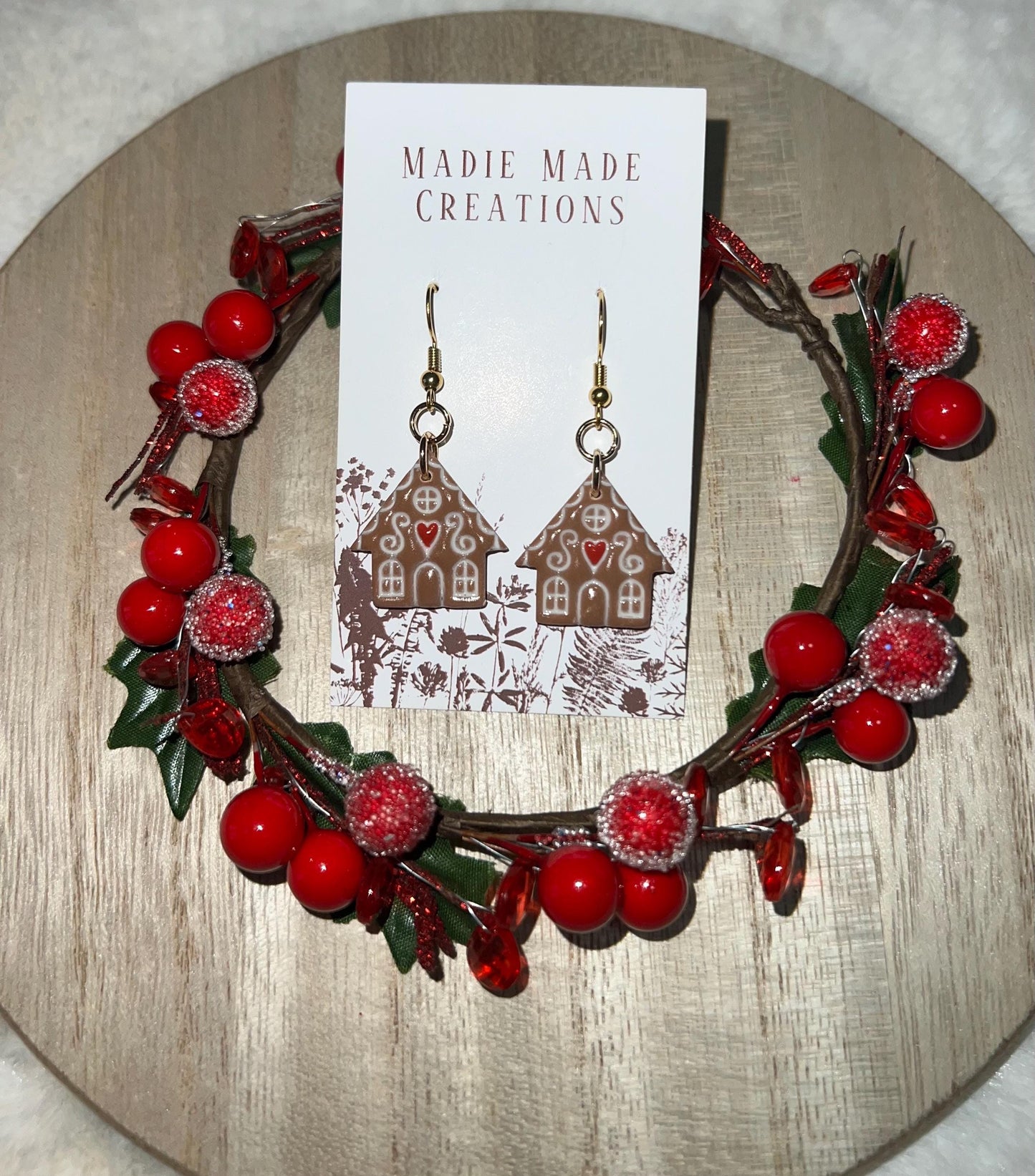 Gingerbread house dangle earrings