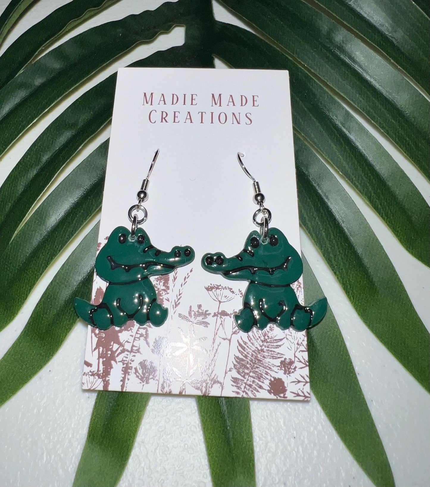 Alligator dangle earrings