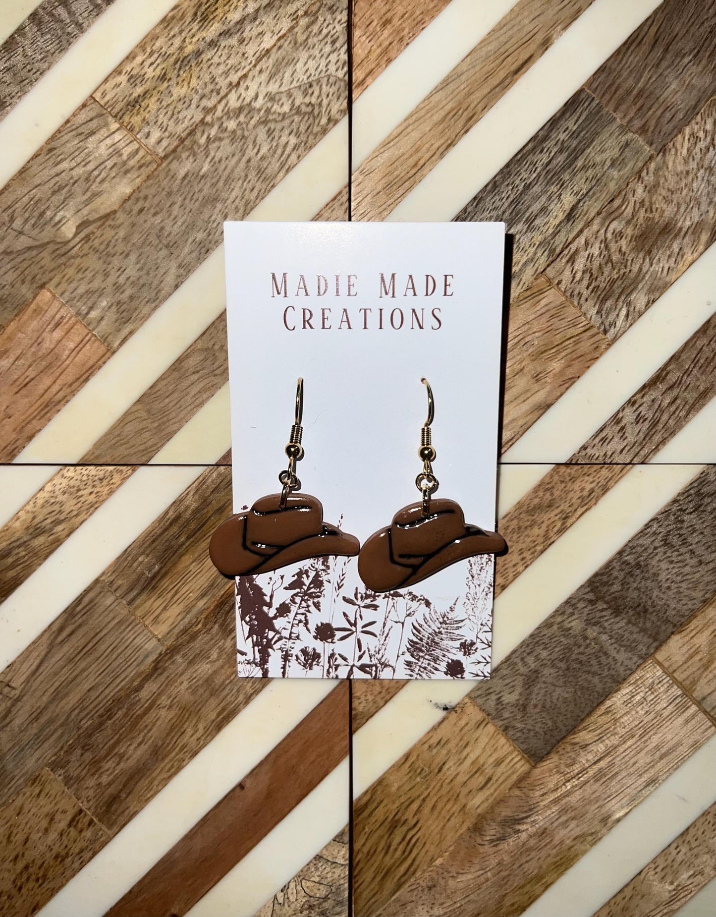 Cowboy hat dangle earrings
