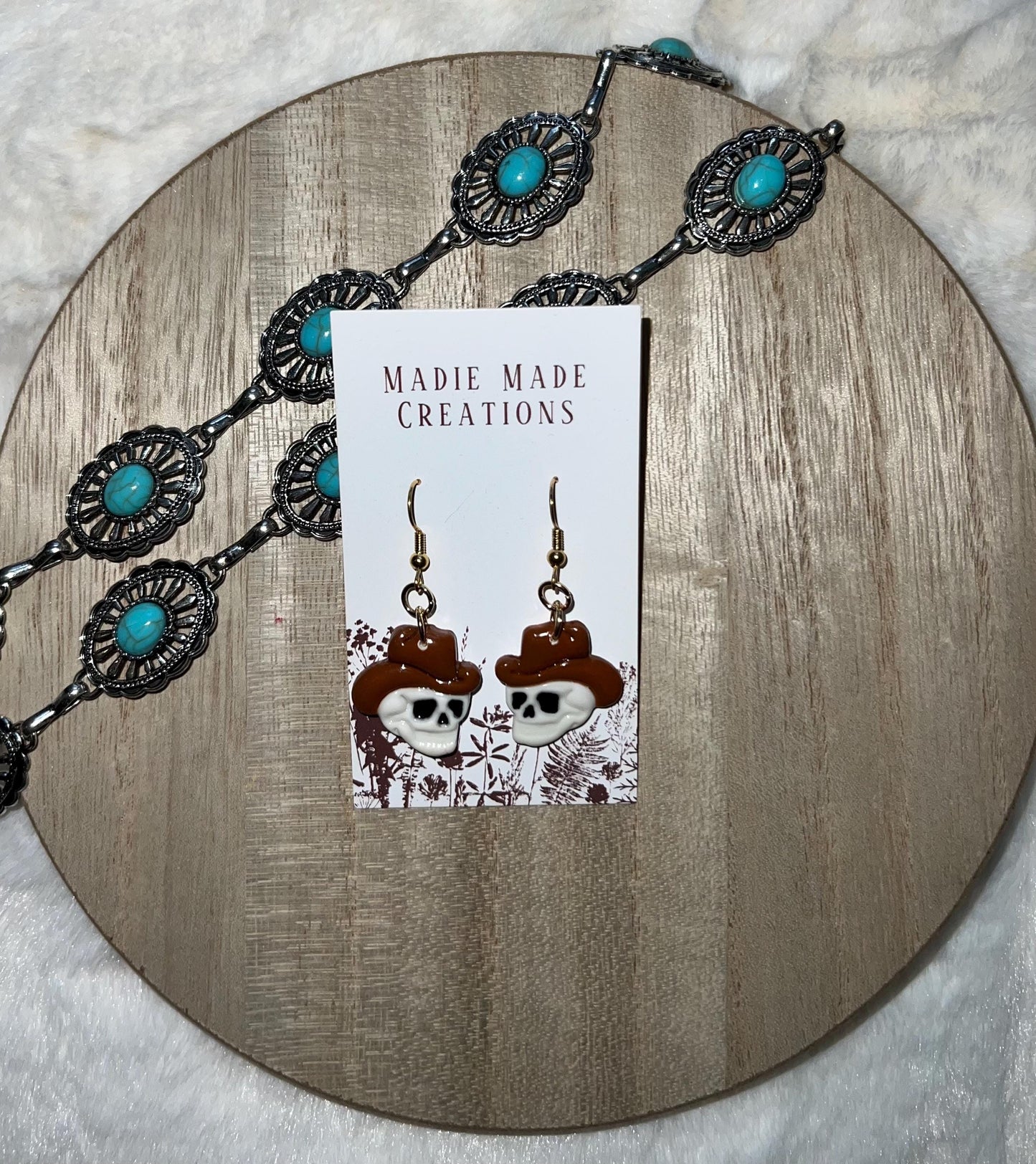 Cowboy skull dangle earrings