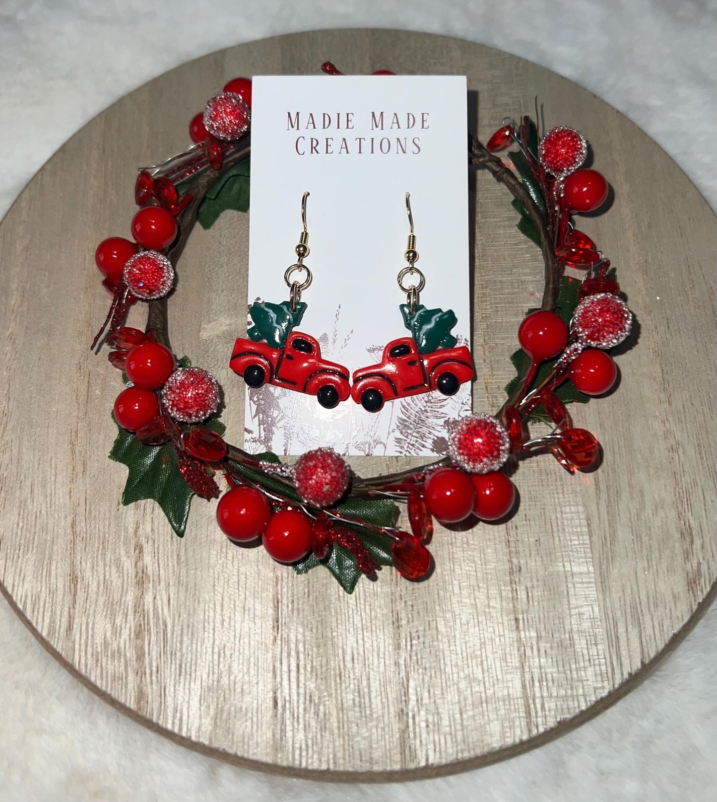 Christmas Tree Truck dangle earrings