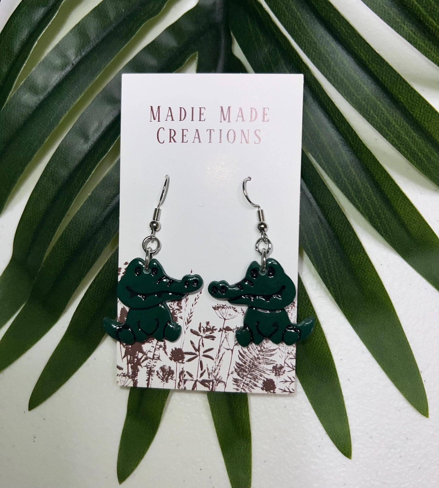 Alligator dangle earrings