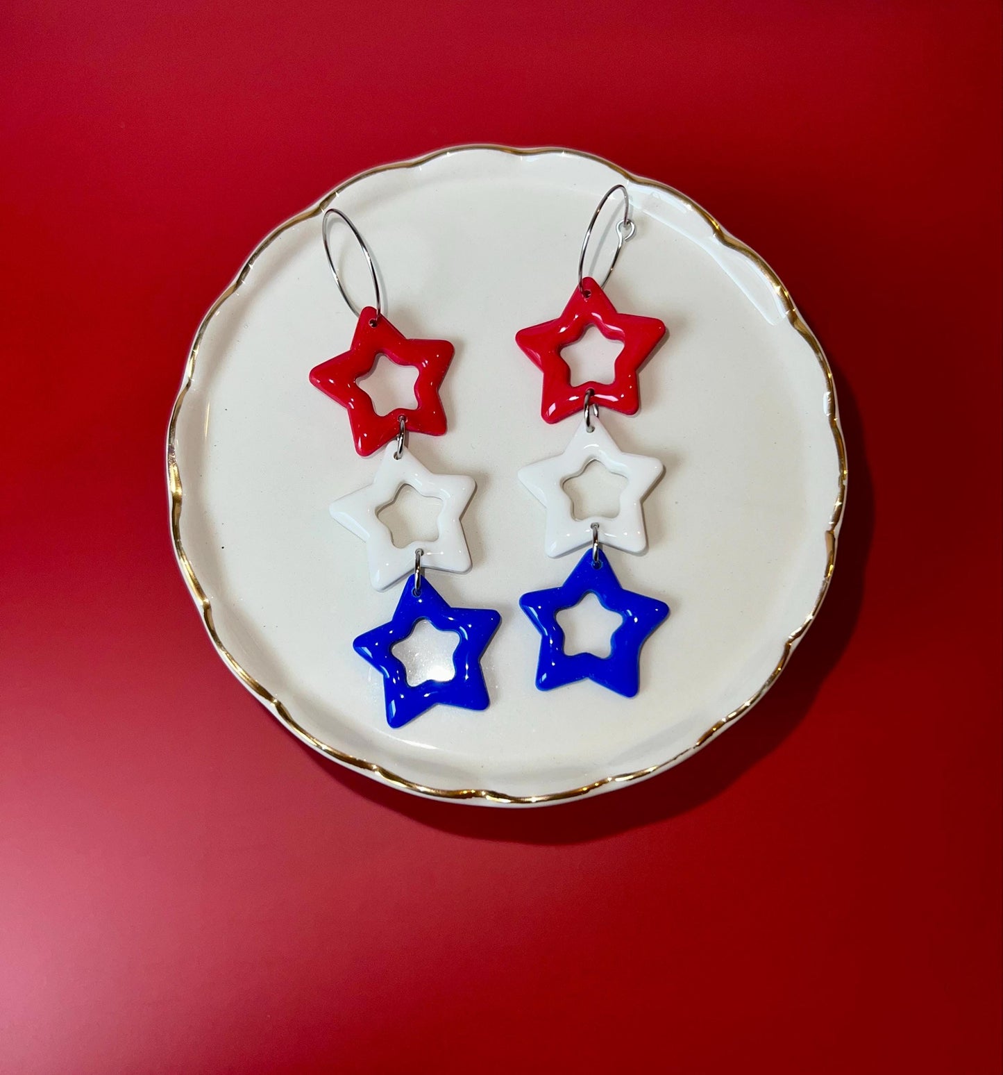 Red White & Blue Star Hoops