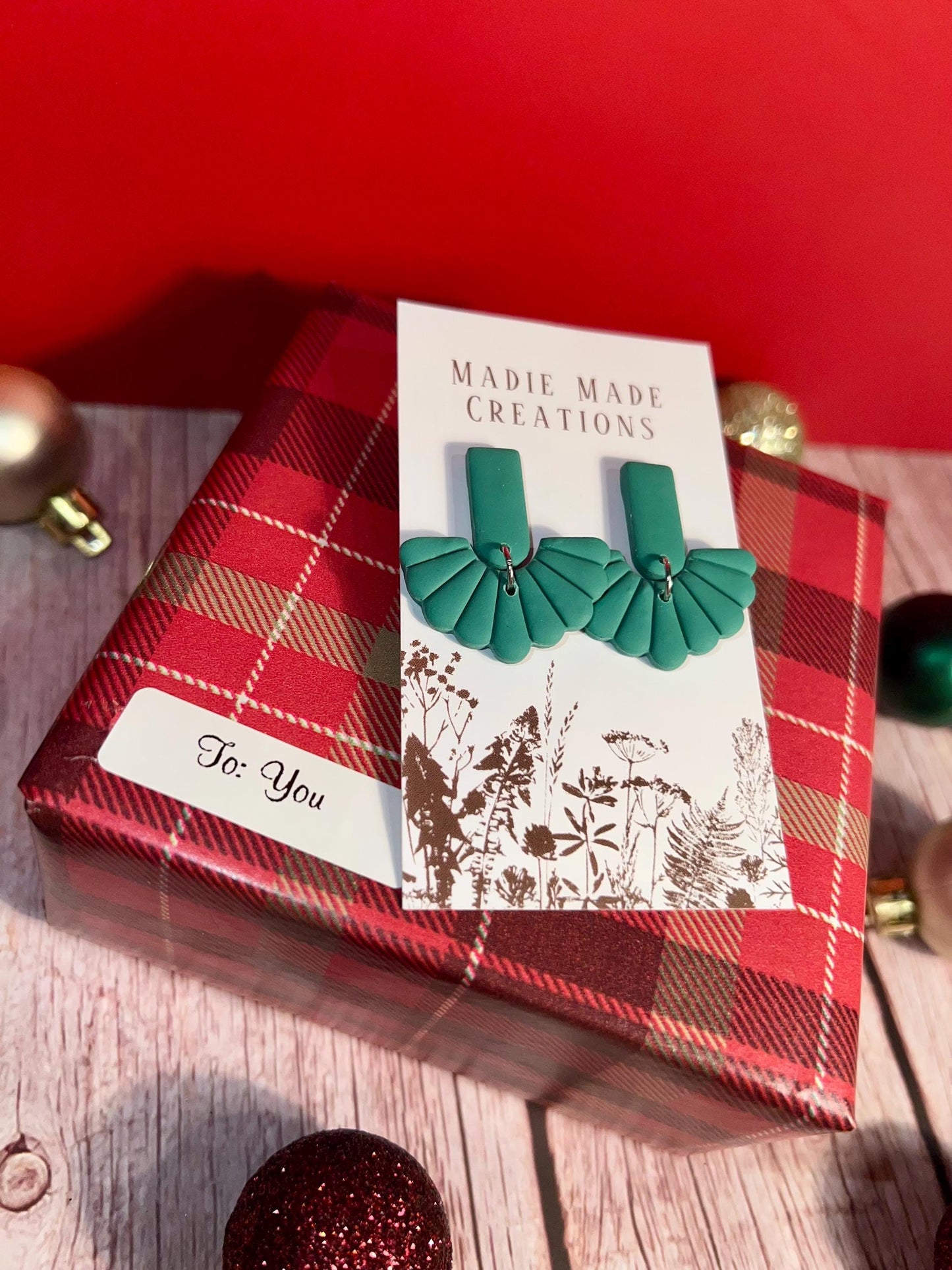 Boho Draped Green Studs