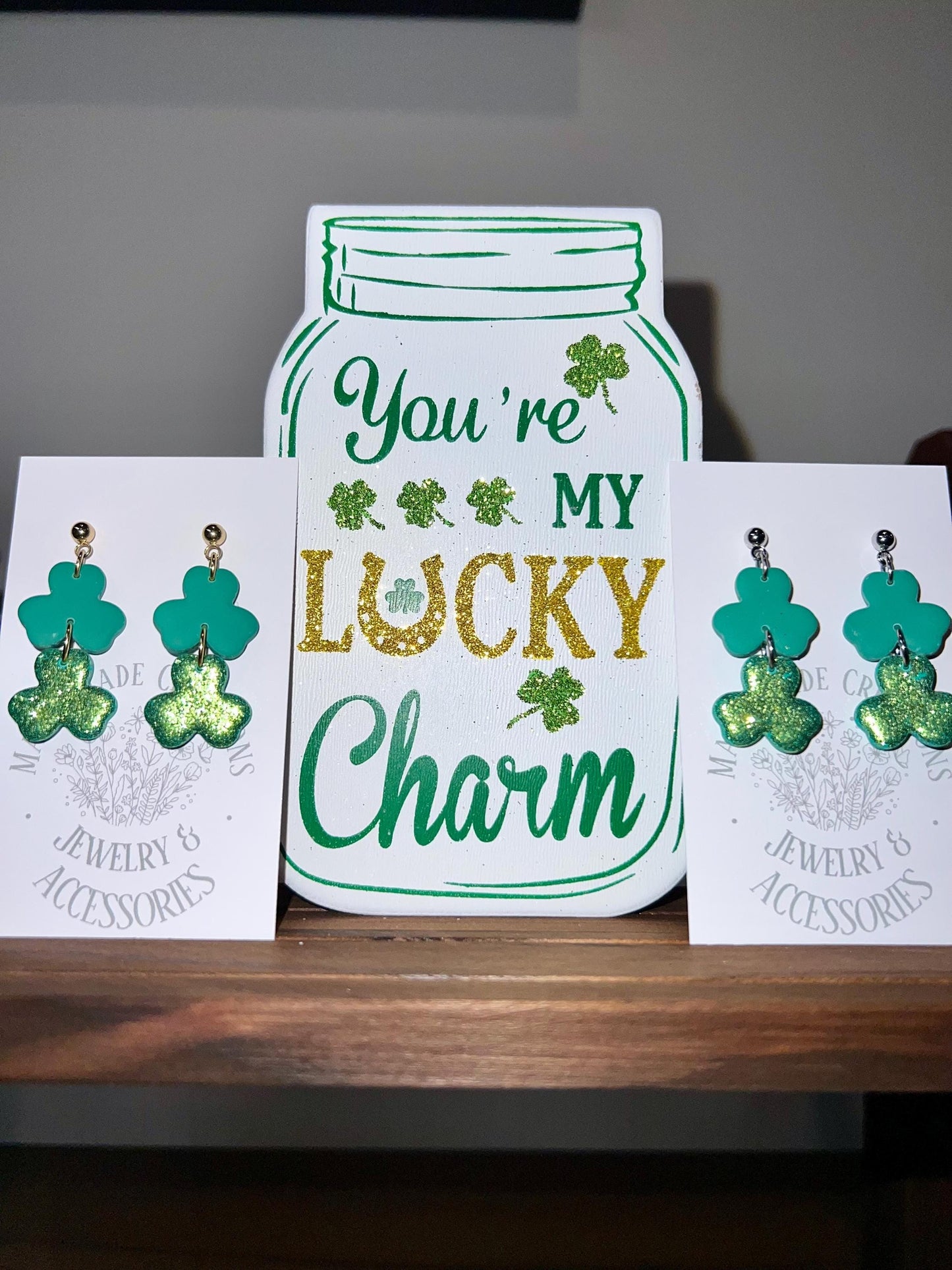 Green Shamrock studs