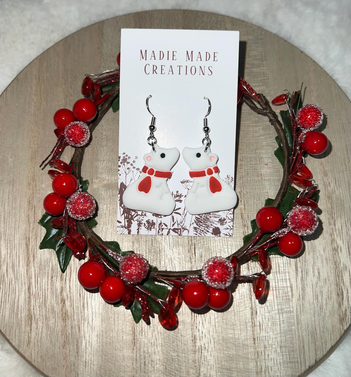 Polar bear dangle earrings
