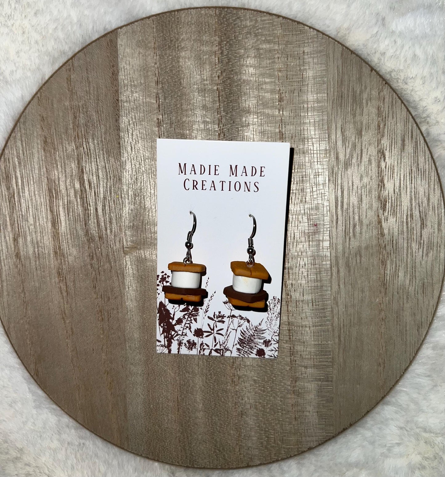 S’mores dangle earrings