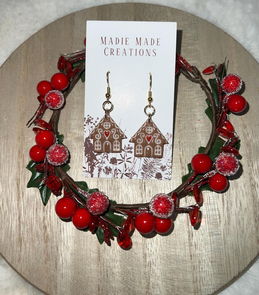 Gingerbread house dangle earrings