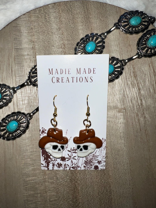 Cowboy skull dangle earrings