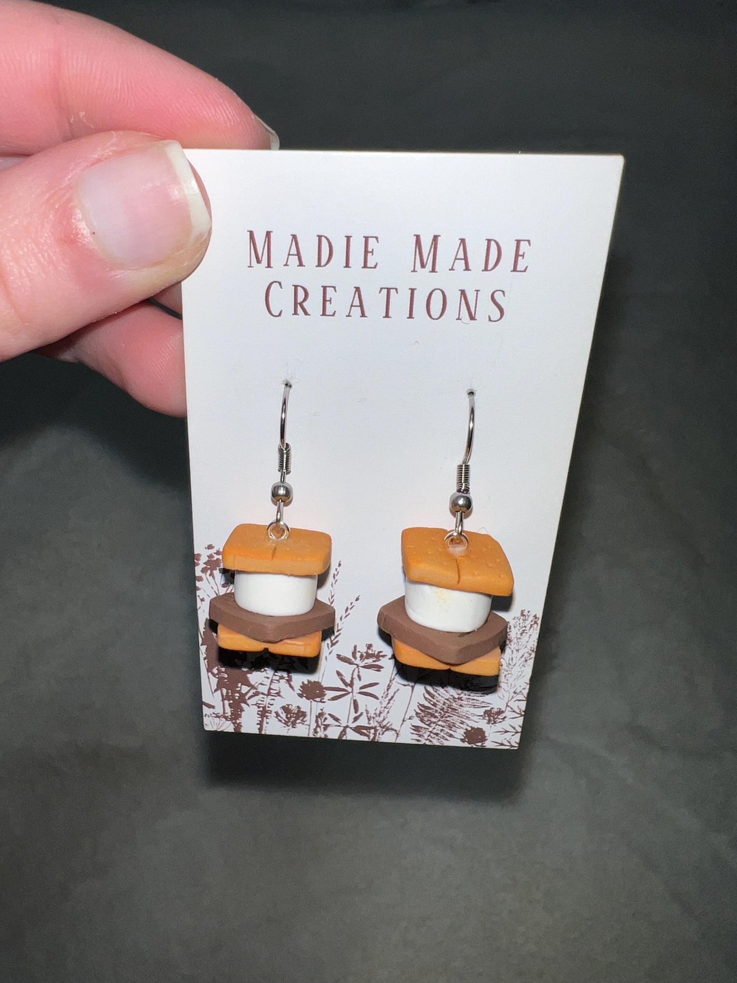 S’mores dangle earrings