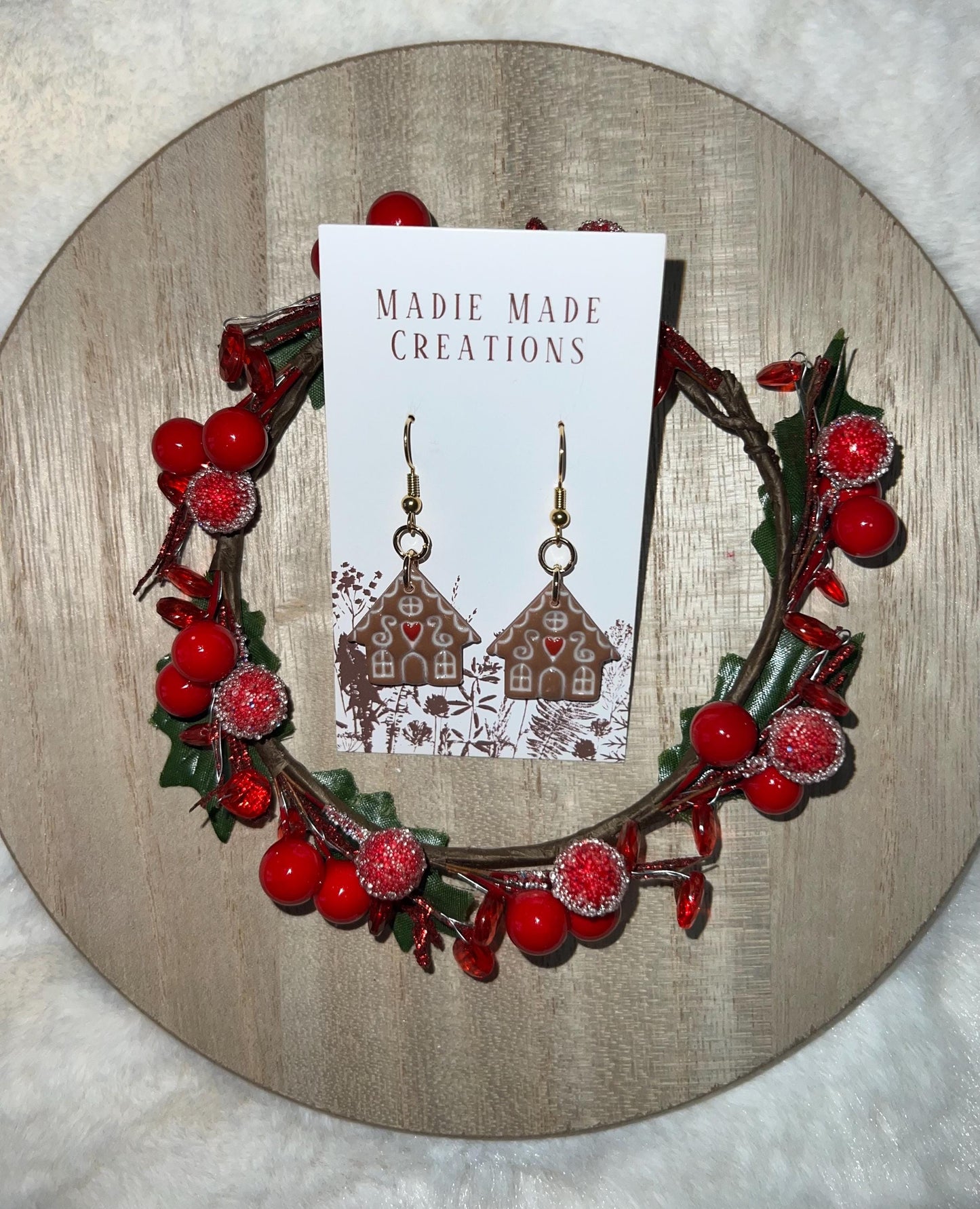 Gingerbread house dangle earrings