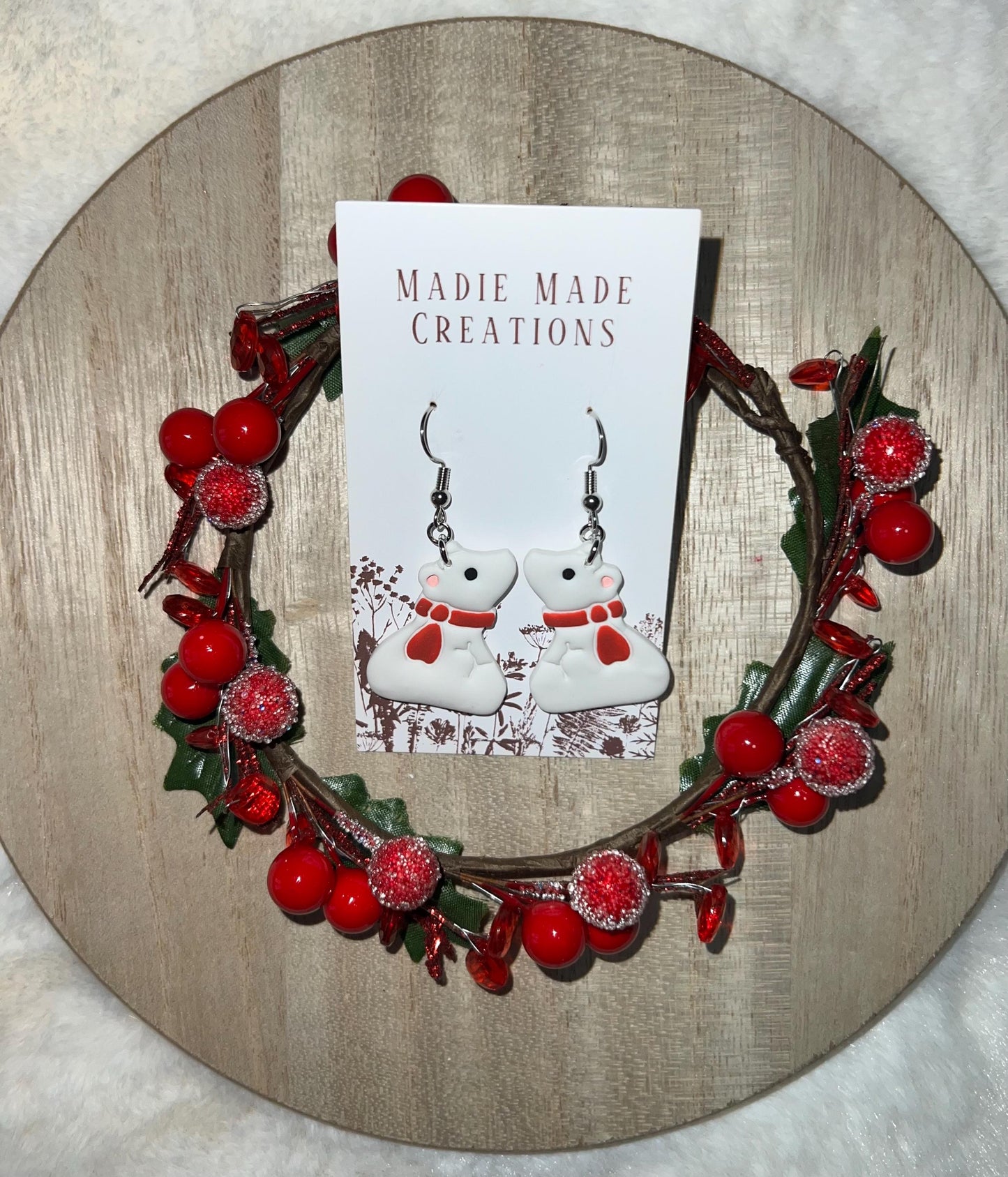 Polar bear dangle earrings