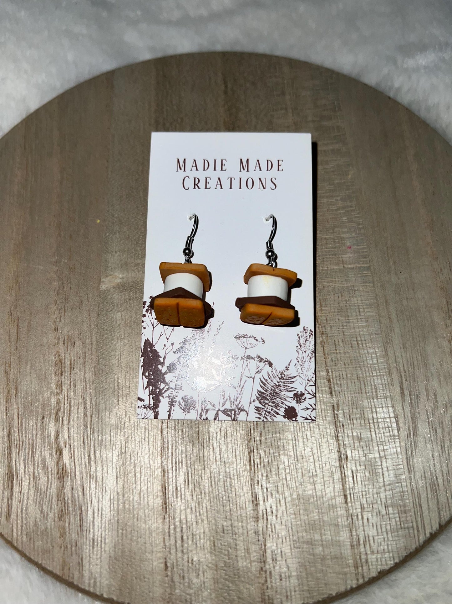 S’mores dangle earrings