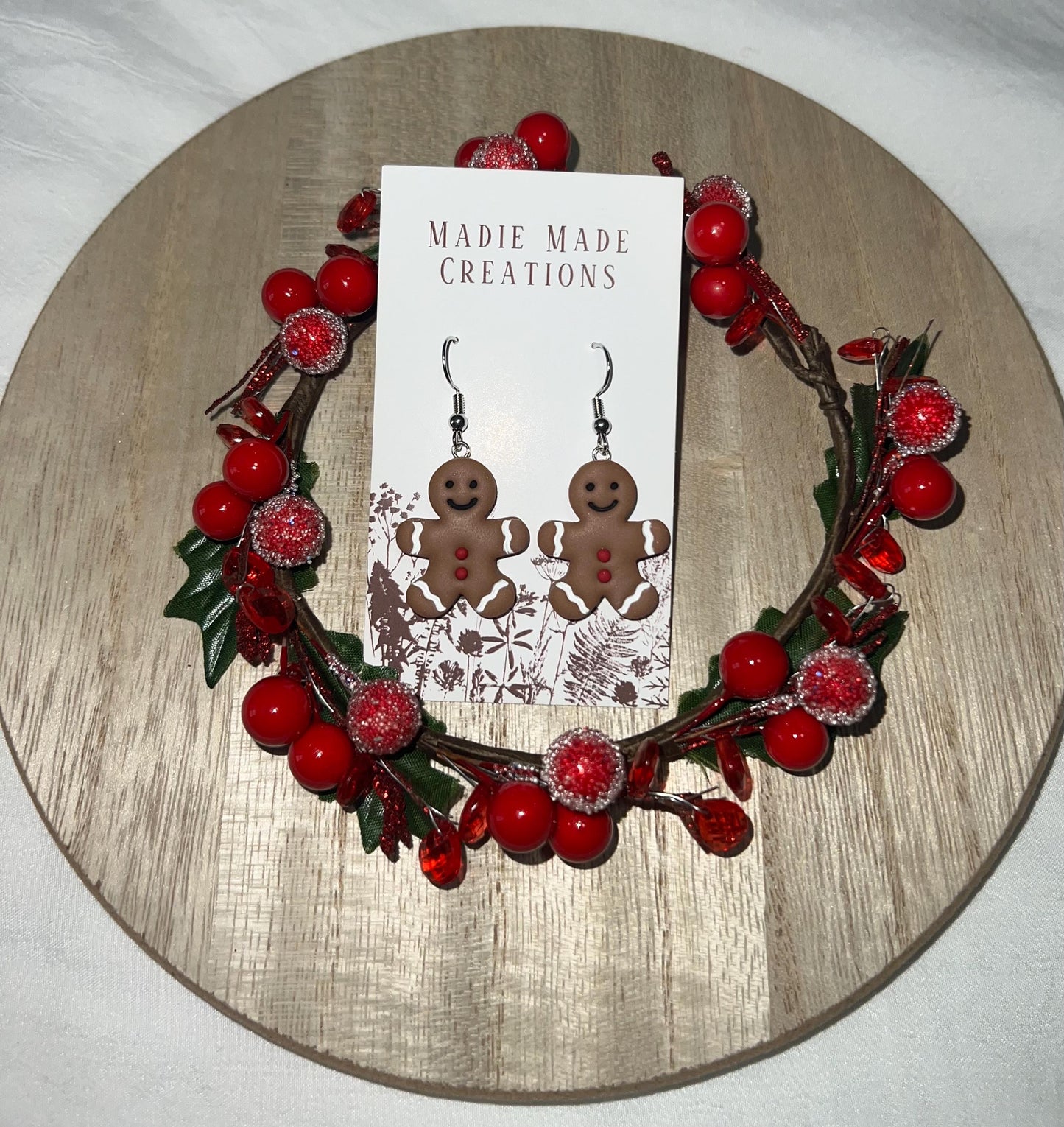 Gingerbread man dangle earrings