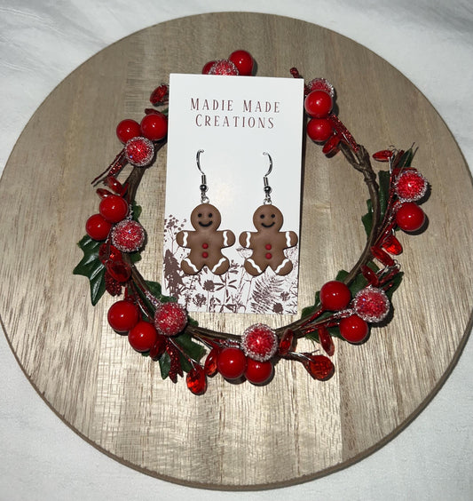 Gingerbread man dangle earrings