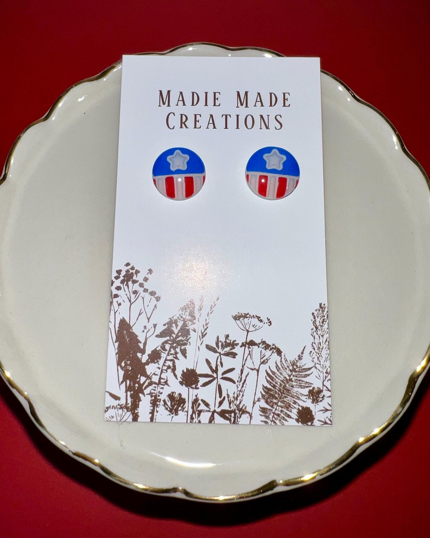 Circle American Flag Studs