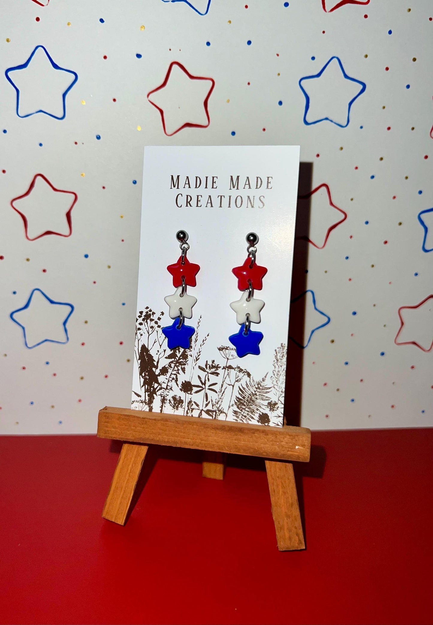 Red White & Blue Star Studs