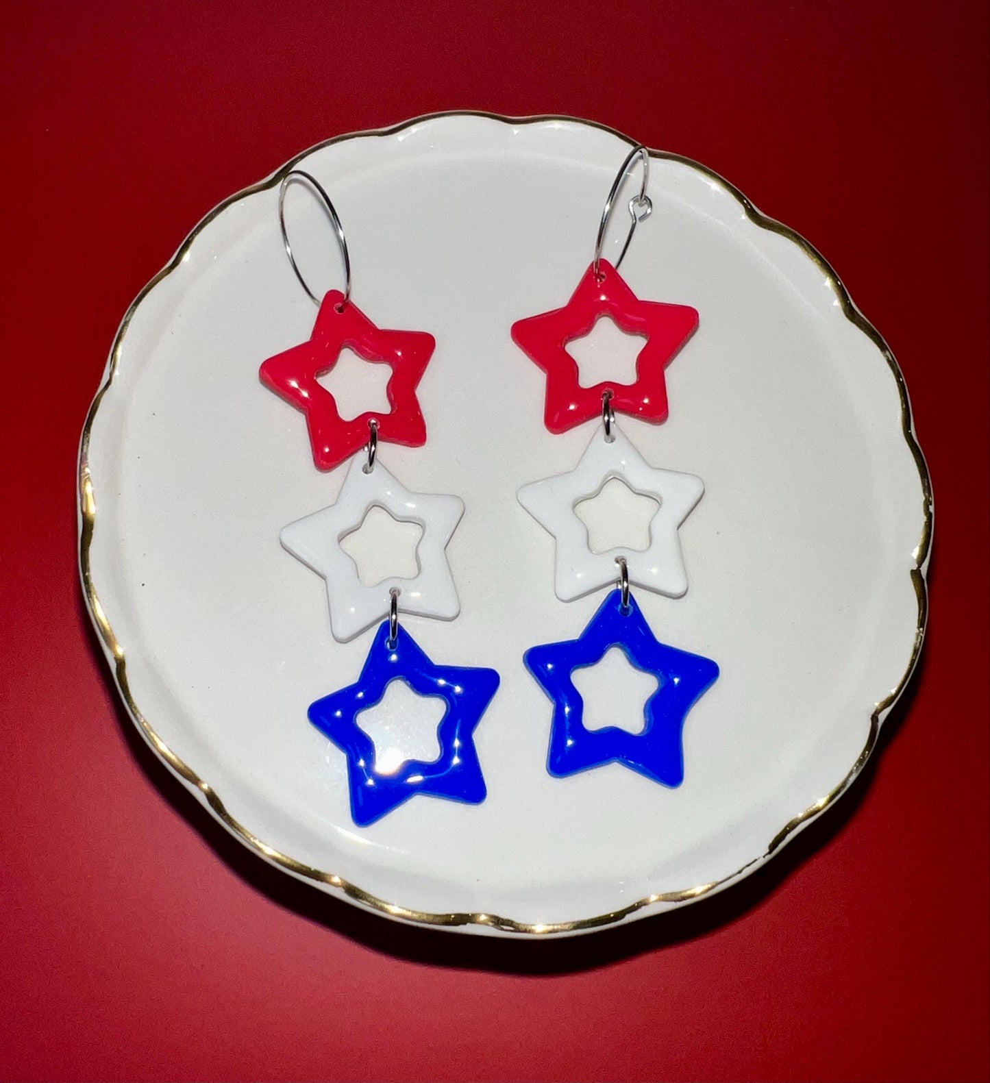 Red White & Blue Star Hoops