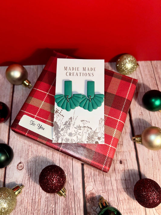 Boho Draped Green Studs