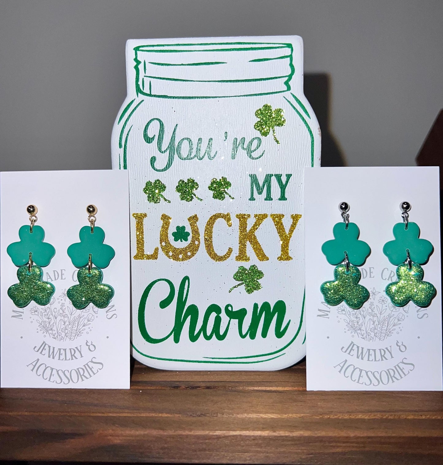 Green Shamrock studs